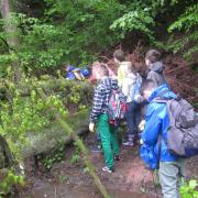 "Leibniz geht nach draußen" - 7a bei der Waldsäuberung 22.5.13